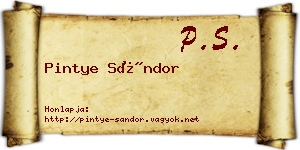 Pintye Sándor névjegykártya