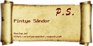 Pintye Sándor névjegykártya